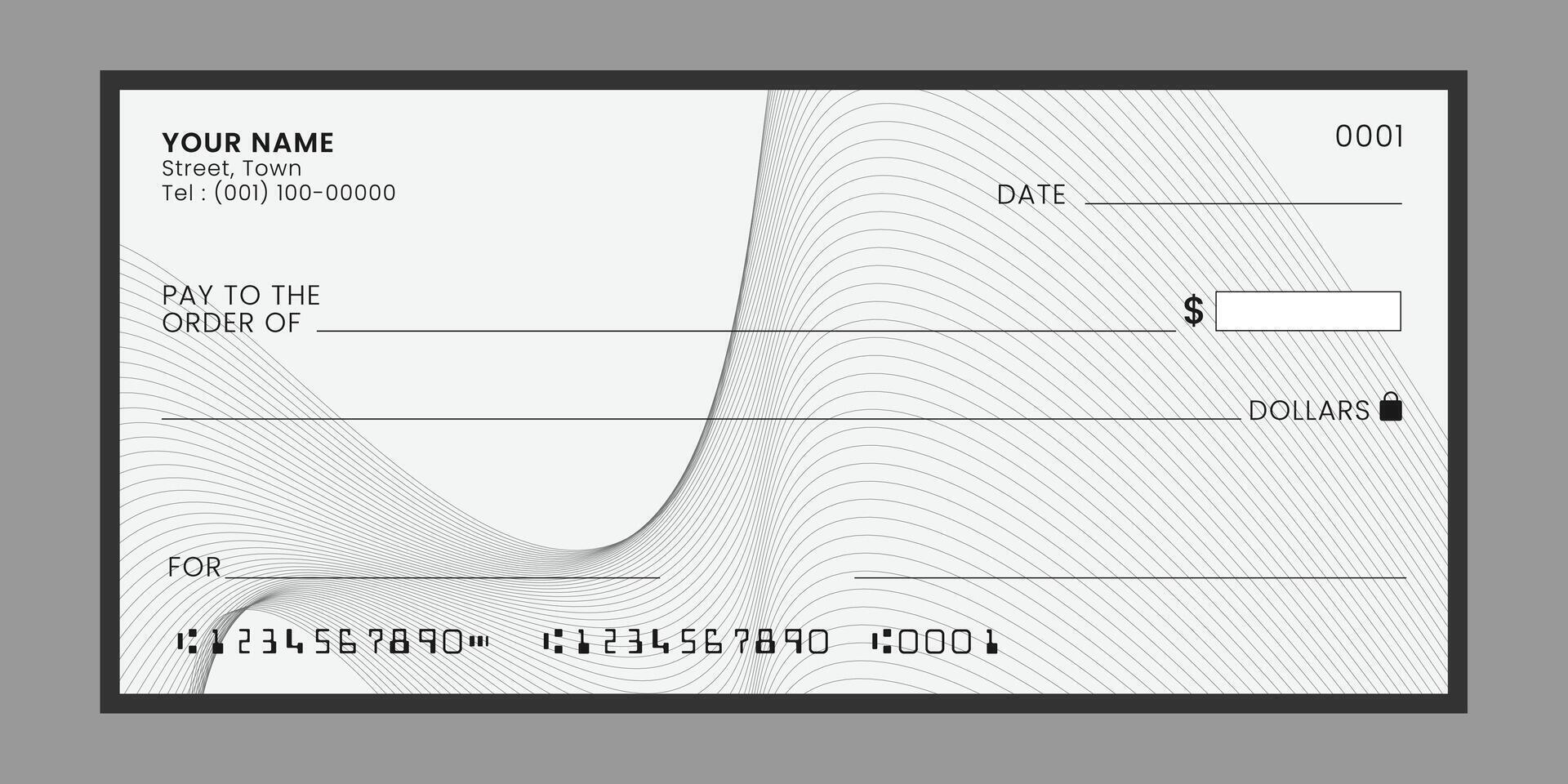 Blank bank check. Checkbook cheque template. document with empty fields for personal and financial information. vector