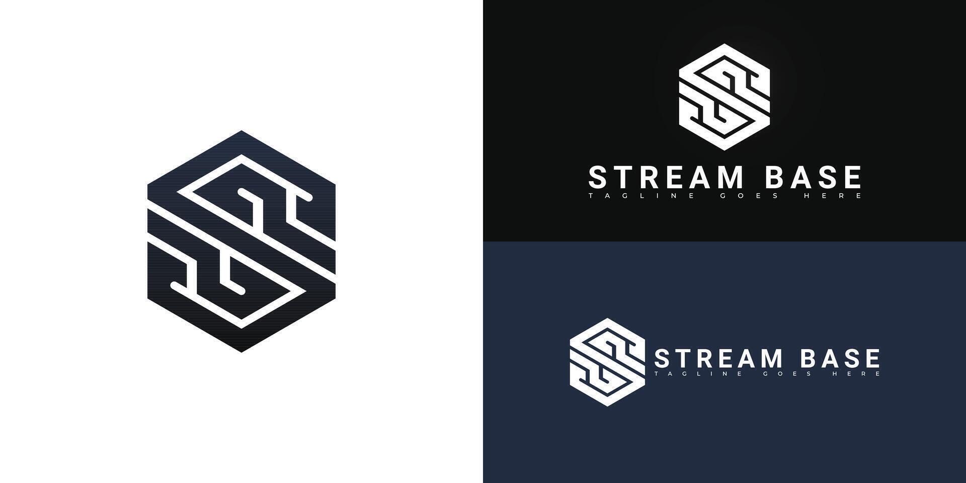 Abstract hexagon initial letter SB or BS in black color isolated on multiple background colors. The logo is suitable for cloud-native database logo design inspiration templates. vector