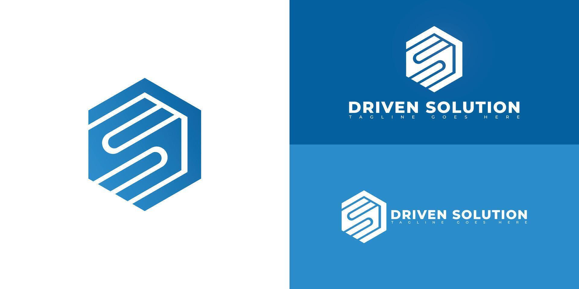 Abstract hexagon initial letter DS or SD in blue color isolated on multiple background colors. The logo is suitable for modern direct-selling company logo design inspiration templates. vector