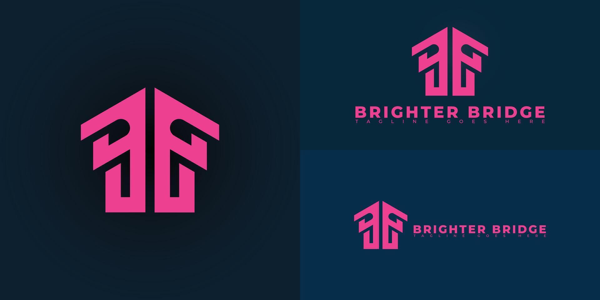 Abstract initial letter B or BB in pink color isolated on multiple background colors. The logo is suitable for modern real estate technology startup logo design inspiration templates. vector