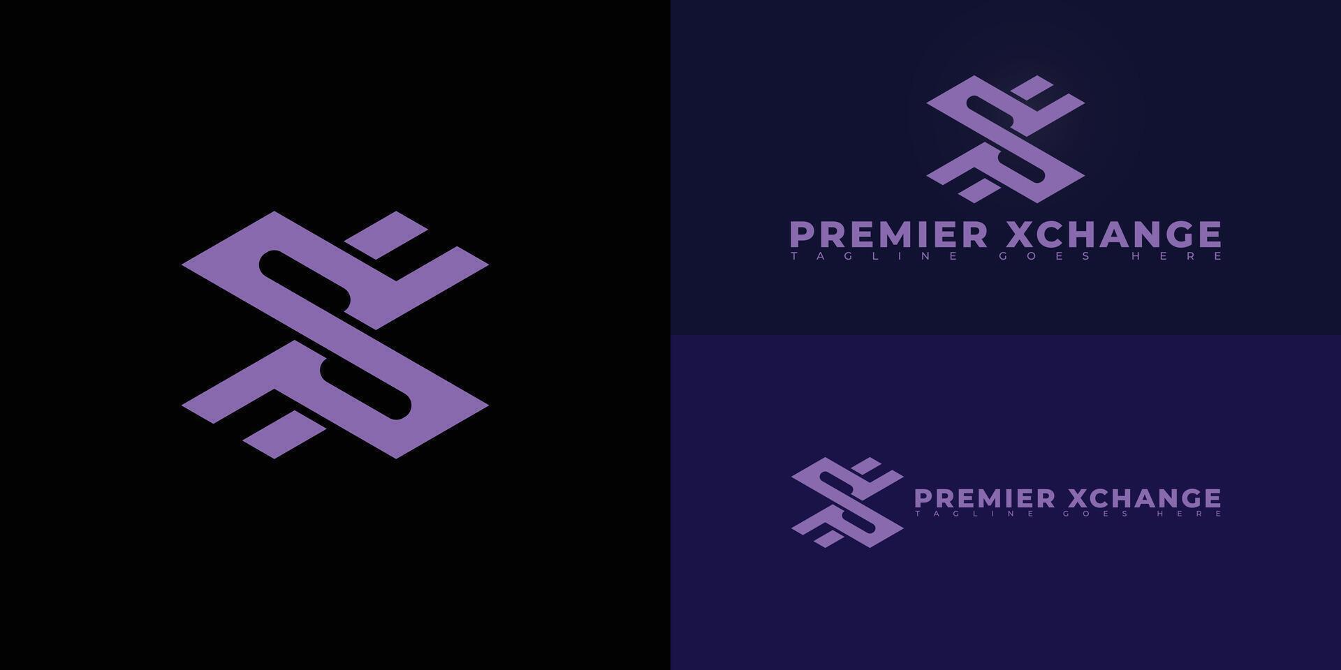 Abstract initial letter PX or XP in violet color isolated on multiple background colors. The logo is suitable for trading platform logo design inspiration templates. vector