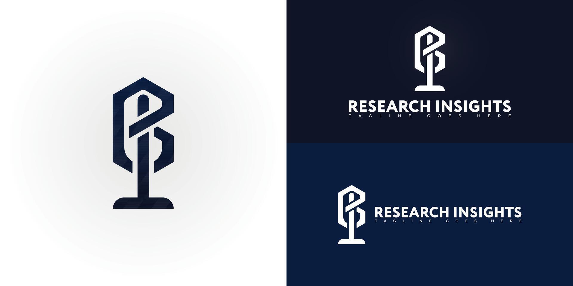 Abstract initial letter RI or IR in blue-black color isolated on multiple background colors. The logo is suitable for market research agency podcast logo design inspiration templates. vector