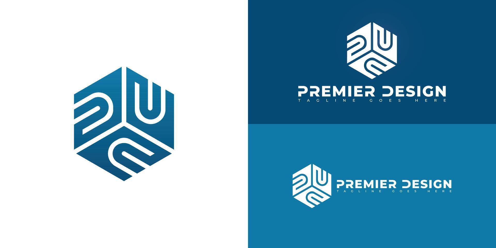 Abstract hexagon initial letter PD or DP in blue color isolated on multiple background colors. The logo is suitable for residential plumbing services logo design inspiration templates. vector