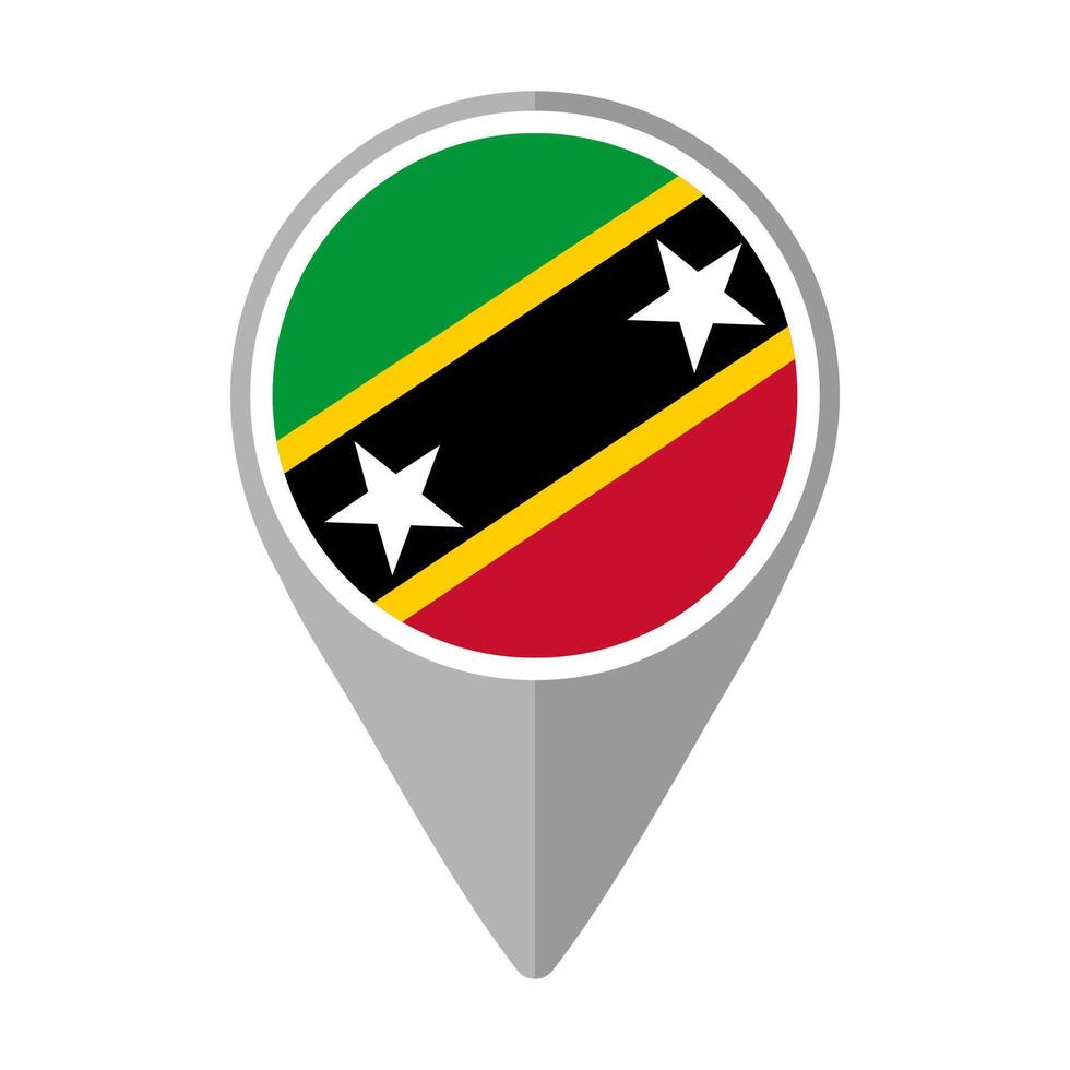 Saint Kitts and Nevis Flag on Location Pin vector
