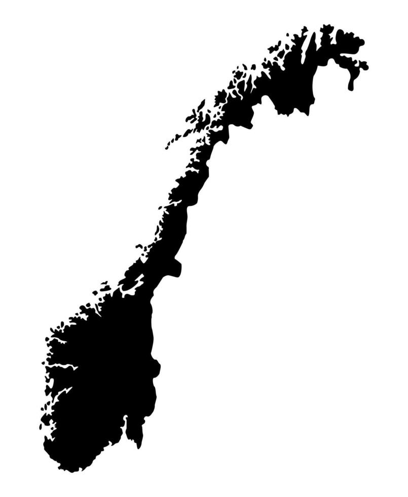 Black Silhouette of a norway Country land Map vector