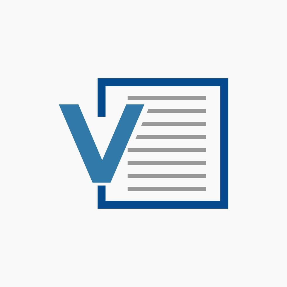 Letter V Document logo design template vector