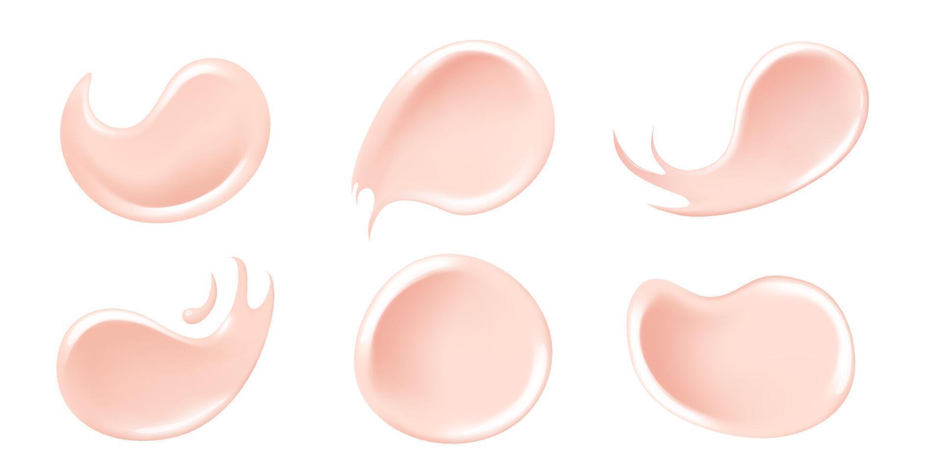 Set of cream swatches, cosmetic cream texture. Graphic design elements, realistic skin care. illustration. vector
