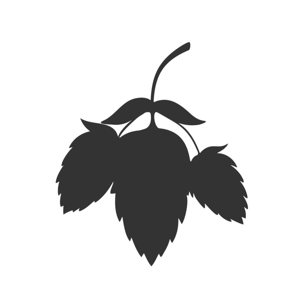 Hop plant with cones and leaves, doodle stylized silhouette drawing, logo icon element design. vector