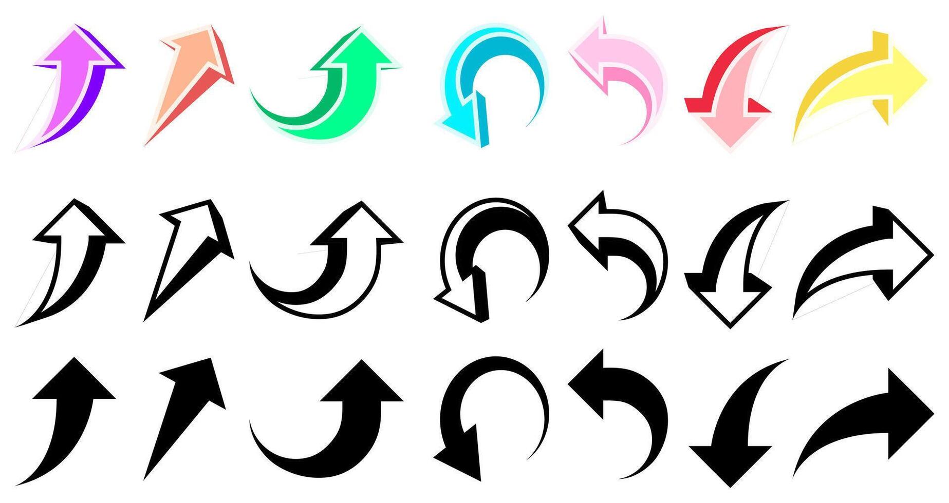 set collection modern Arrow sign icon. flat different arrows trendy design illustration vector