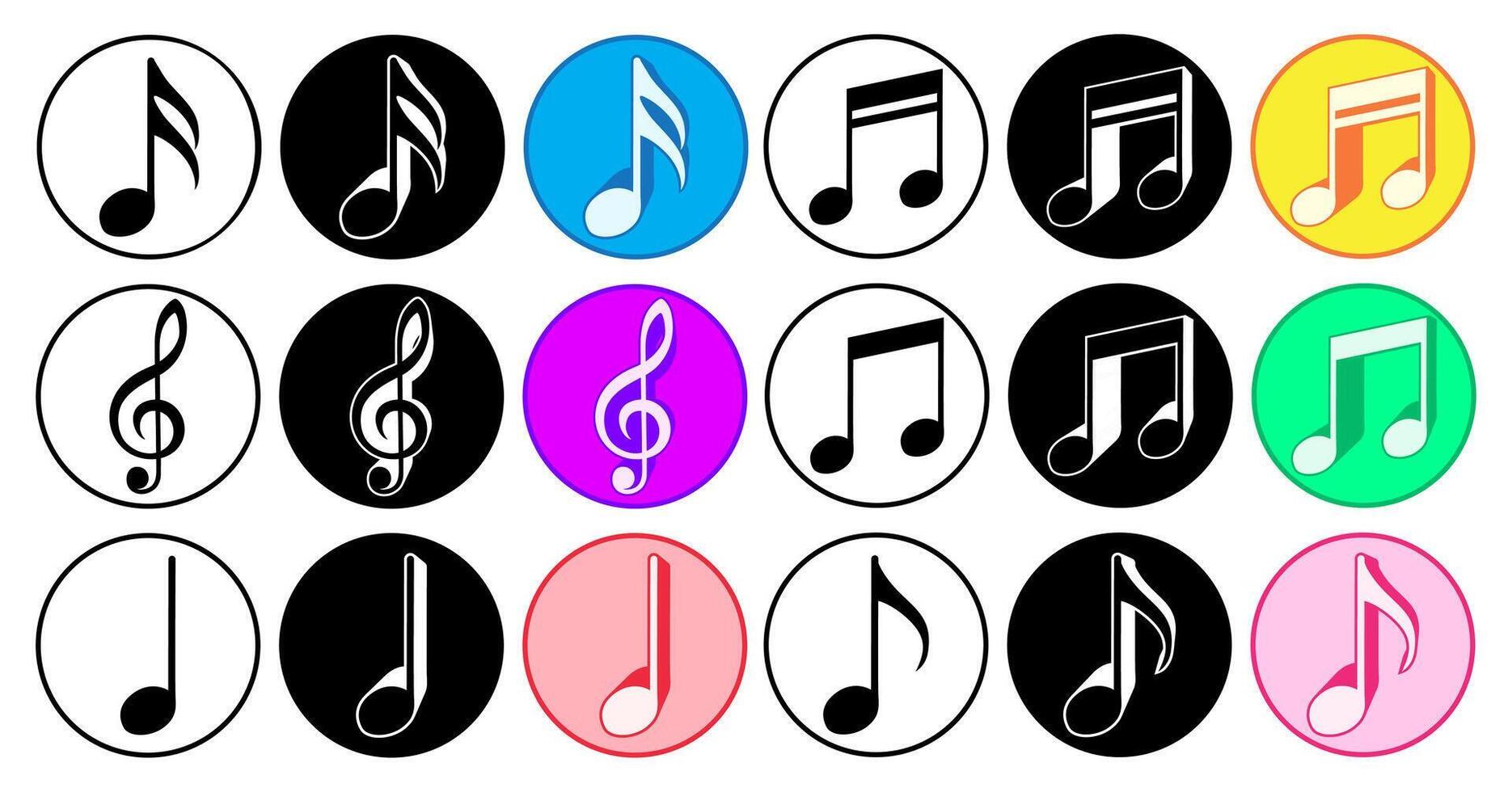 set trendy Music Notes sign pictogram design illustration vector