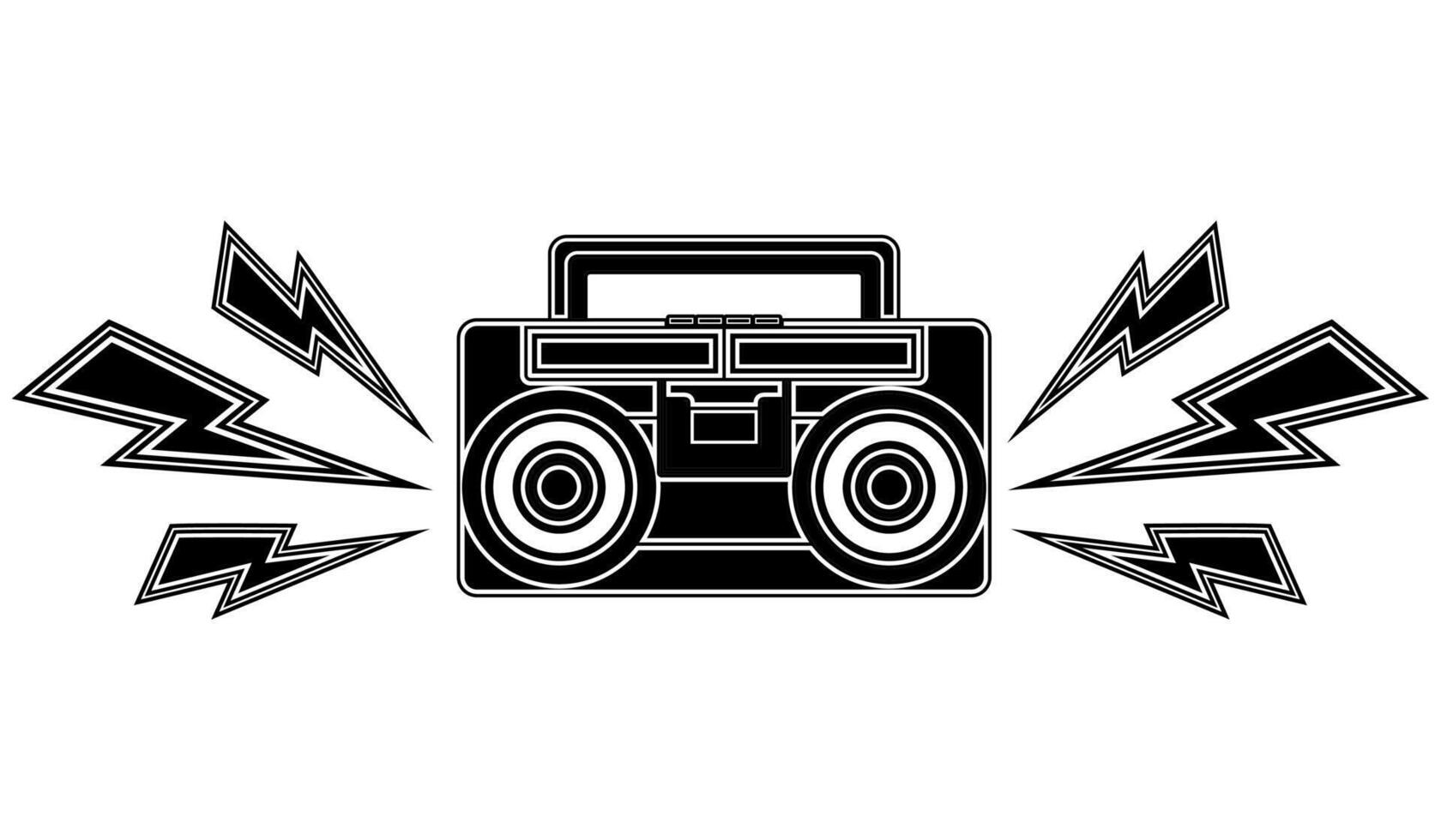 Retro boombox tape icon. portable radio stereo recorder symbol vintage design illustration vector