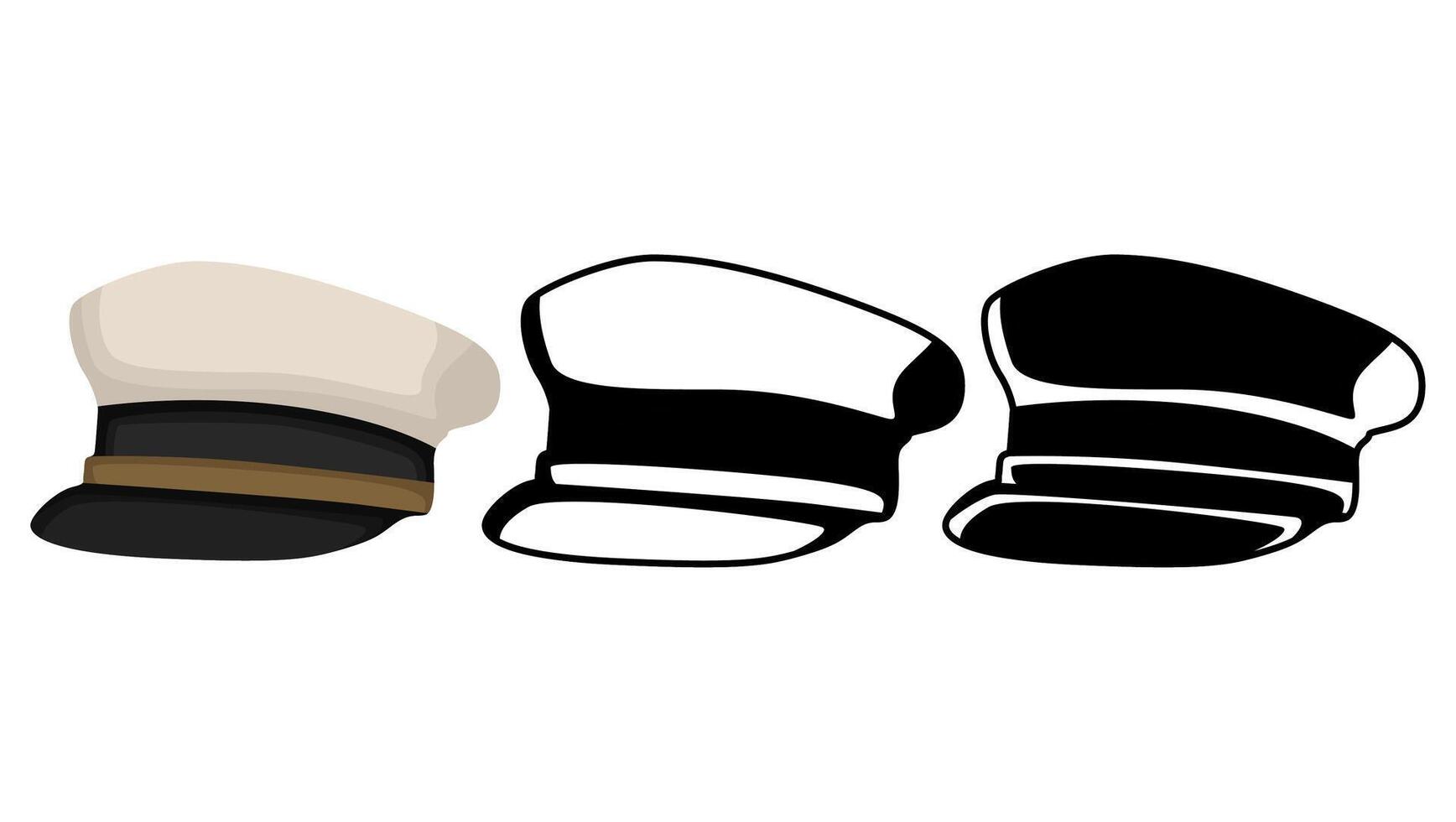 set Captain Cap icon . Ship Marine hat illustration vector
