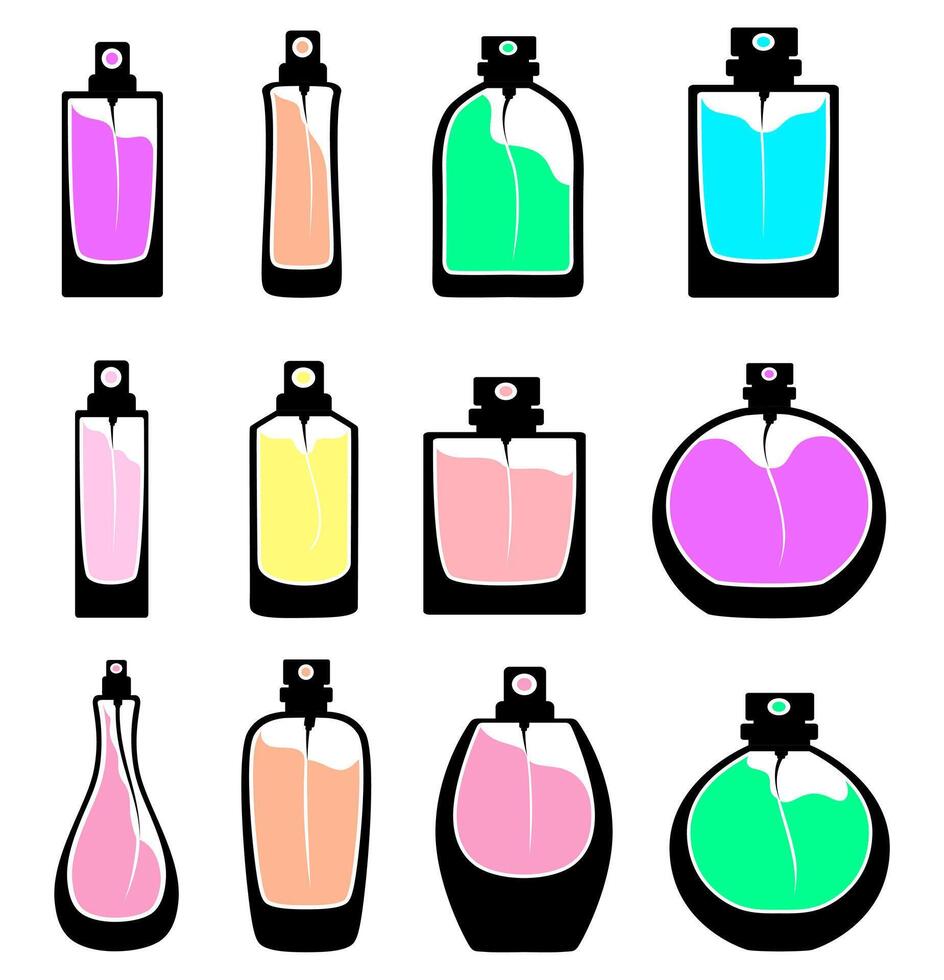 set Bottle of Perfume icon. Essential modern Fragrance symbol logo design illustration vector