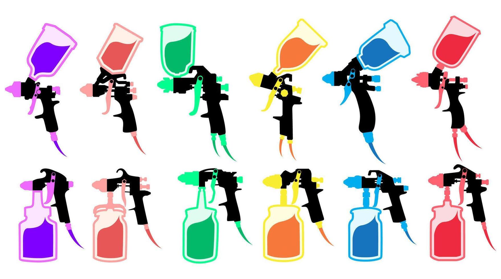 set collections colorful spray gun icon logo. airbrush painting tools trendy design illustration vector