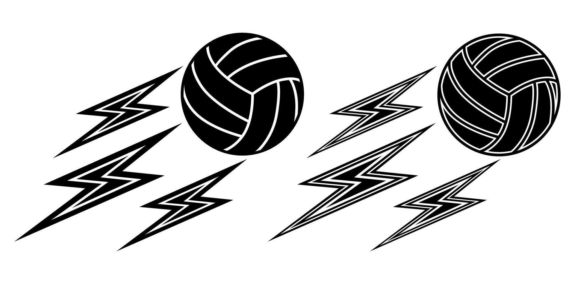 set collections volleyball with lightning. power shoot volleyball Flying in speed fast thunderbolt icon design template illustration vector
