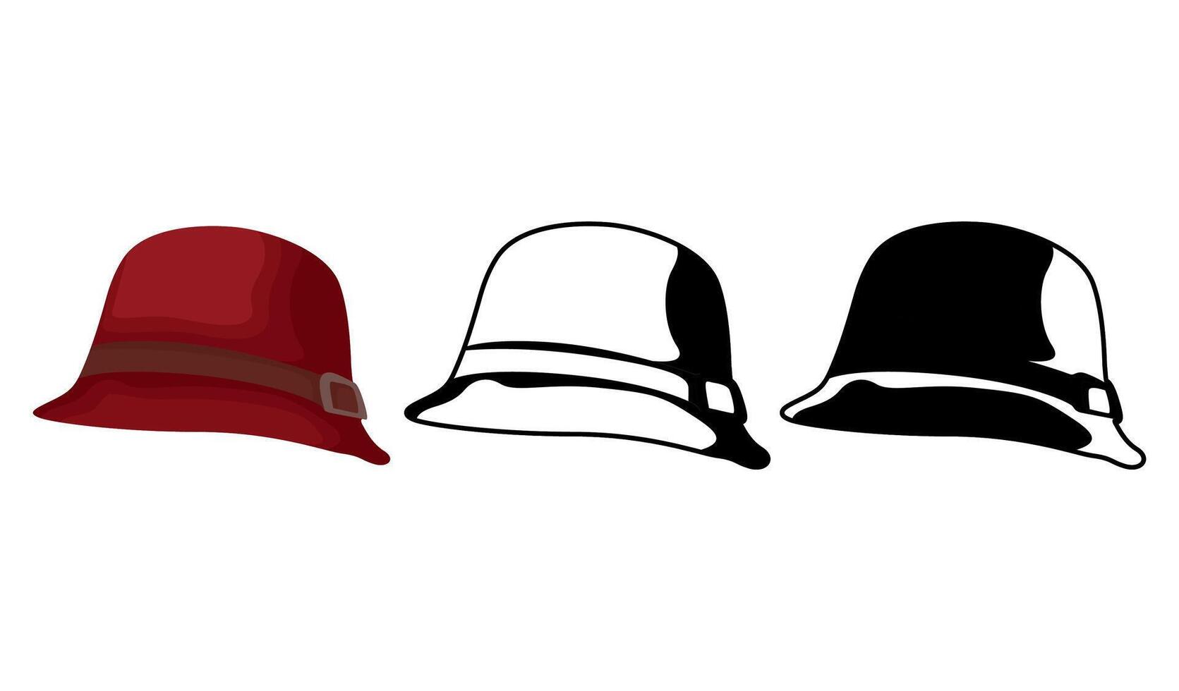 set cloche hat icon illustration vector