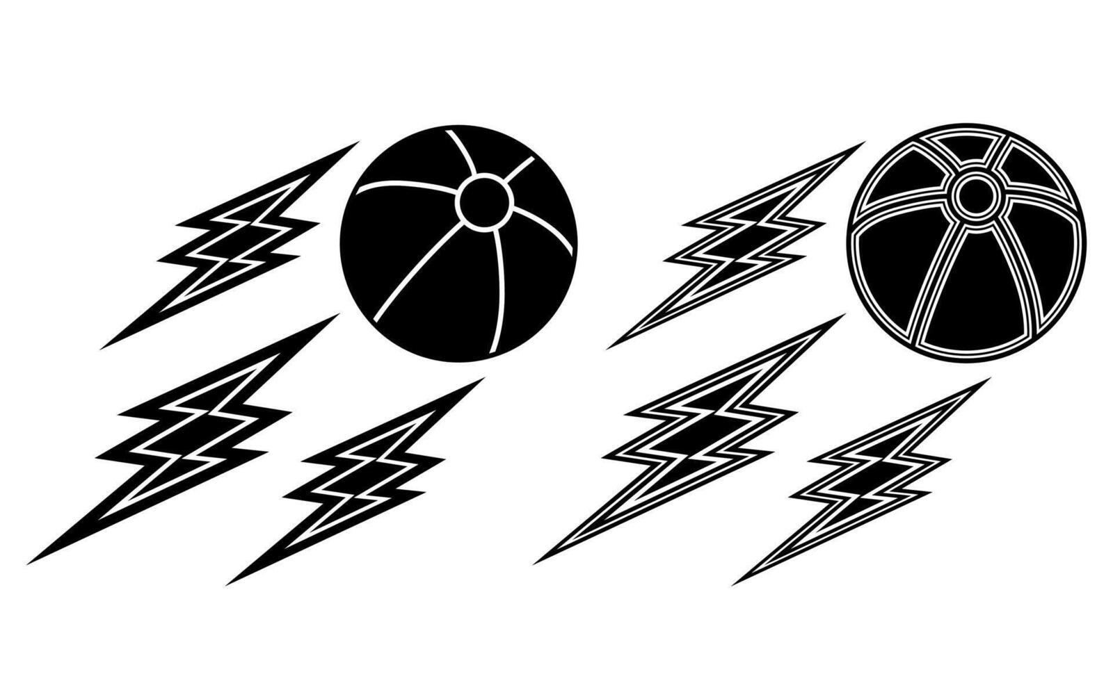 set collections beachball thunder icon. beachball lightning bolt design template illustration vector