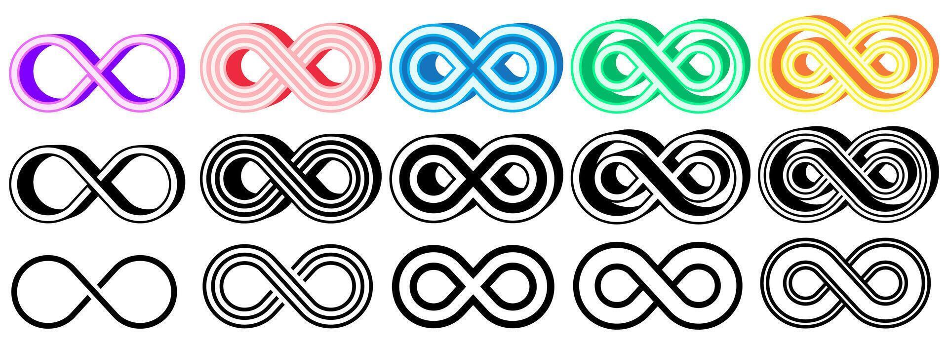 set collections colorful trendy Infinity icon. unlimited Infinity loop symbol logo illustration vector