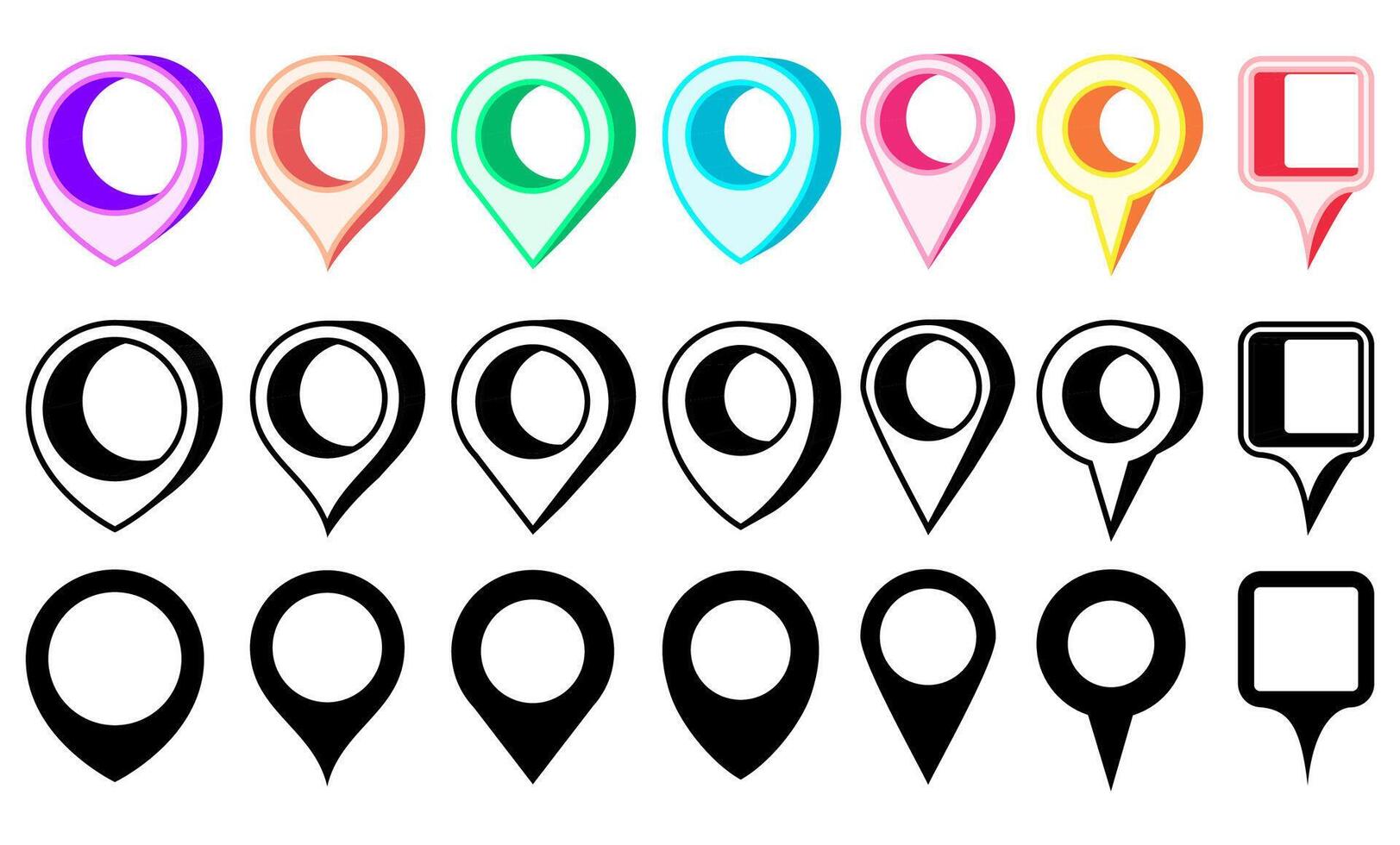 set collections colorful Map pin icon. location pointers symbol logo illustration vector