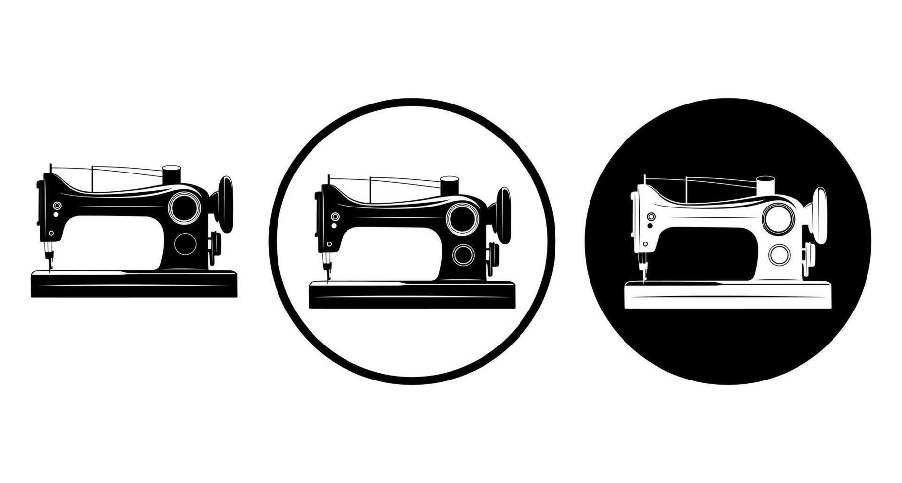 set Silhouette sewing machine icon. manual sewing pedal illustration vector