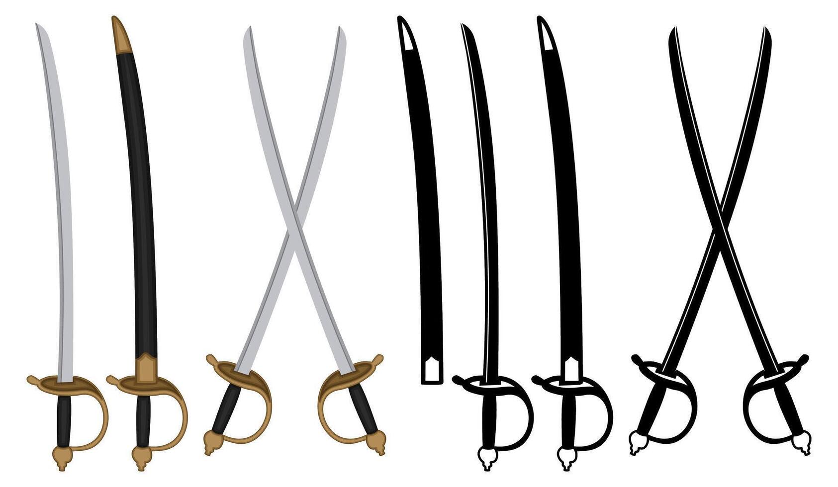 Set Hanger Sword. Traditional blade weapon illustration vector