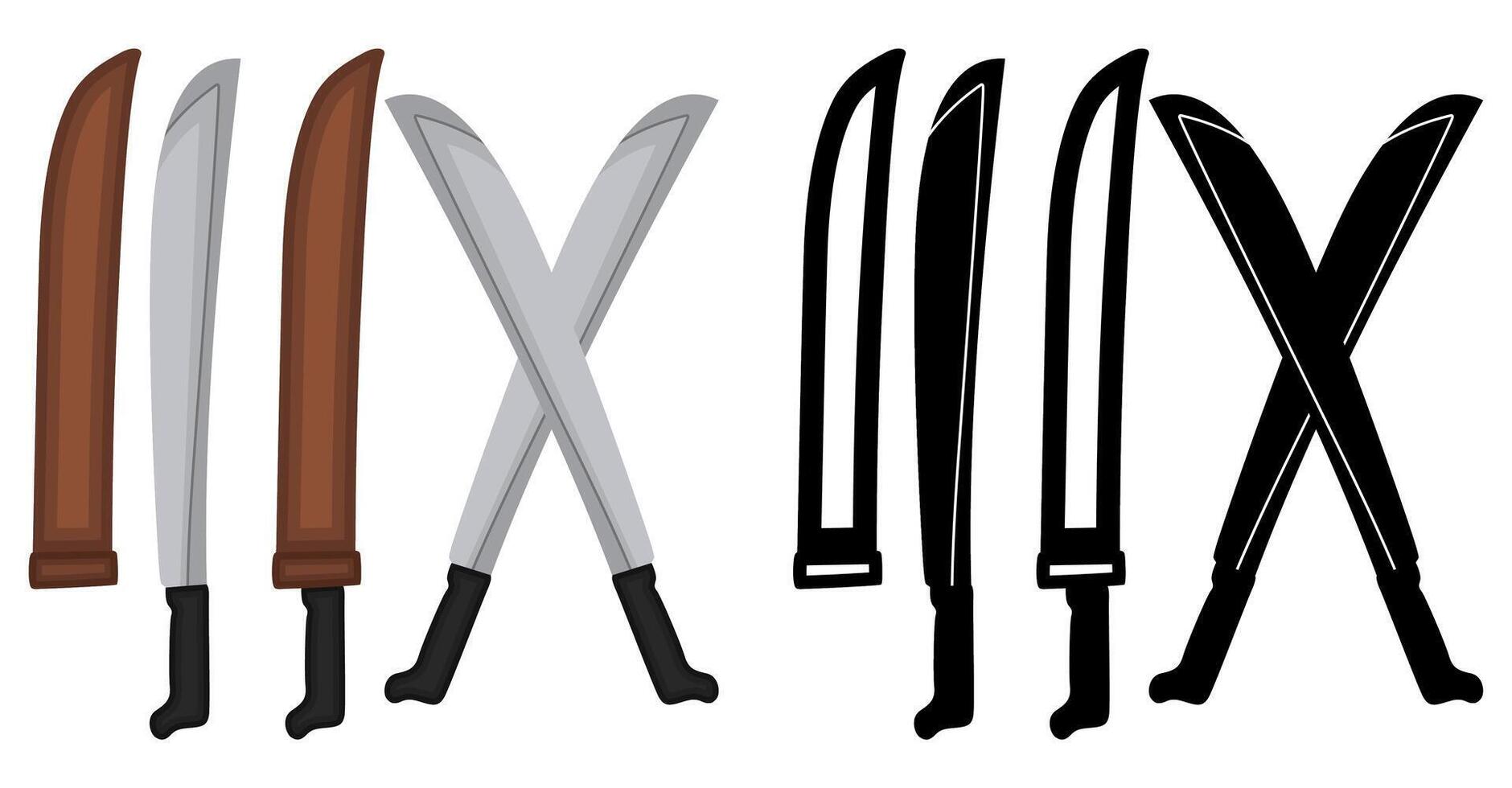 Set Colin machete . fighting survival knife illustration vector
