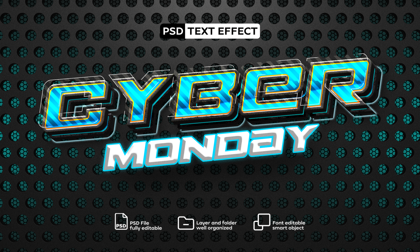 Cyber monday text effect psd