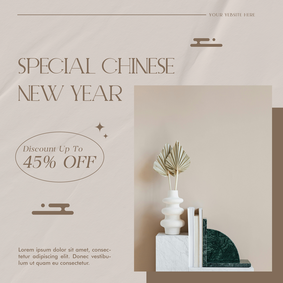 Chinese New Year Sale Minimalist Theme Social Media Template psd