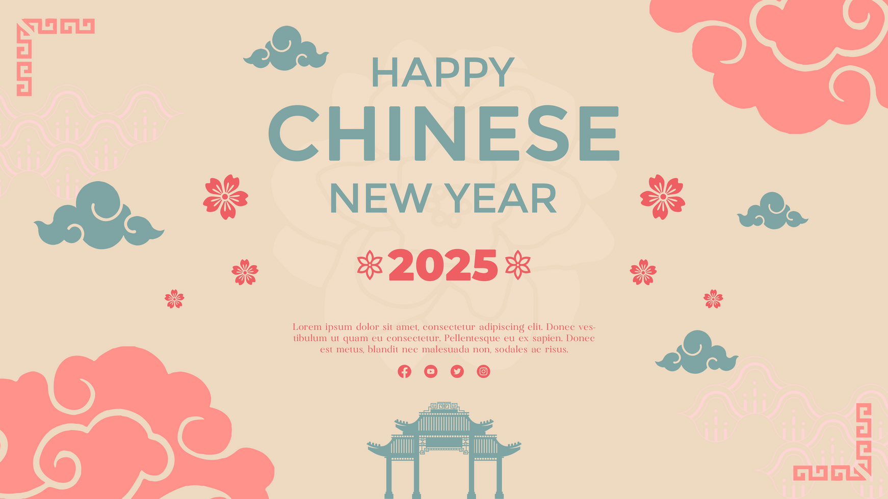Chinese New Year Greeting Banner Minimalist Elegant Template Design psd