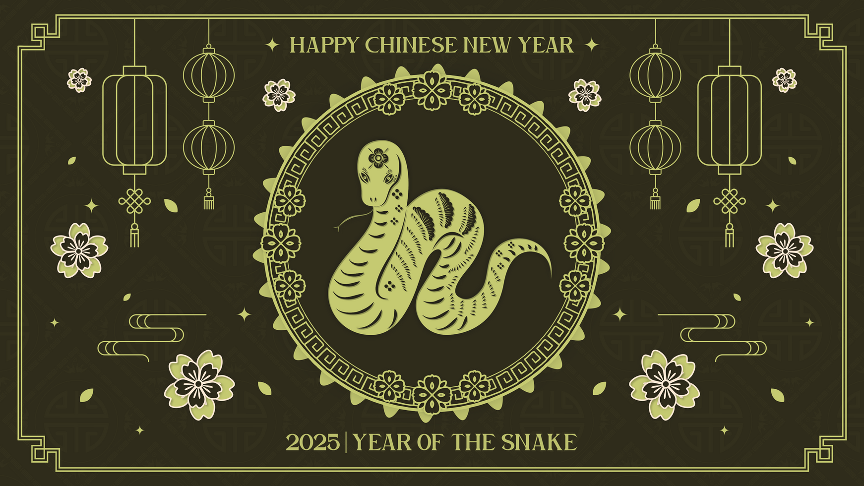 Happy Chinese New Year Greeting Banner Green Theme Template Design 2 psd