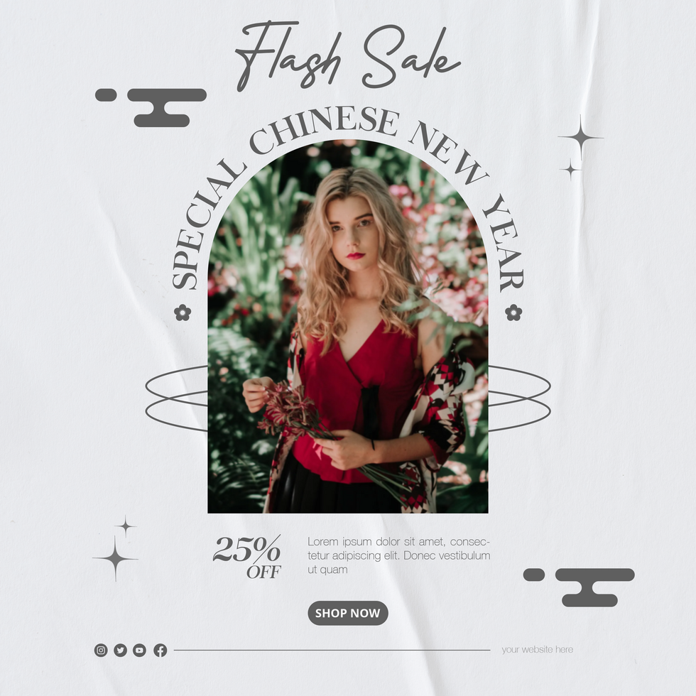 Chinese new year flash sale minimalist social media template design psd