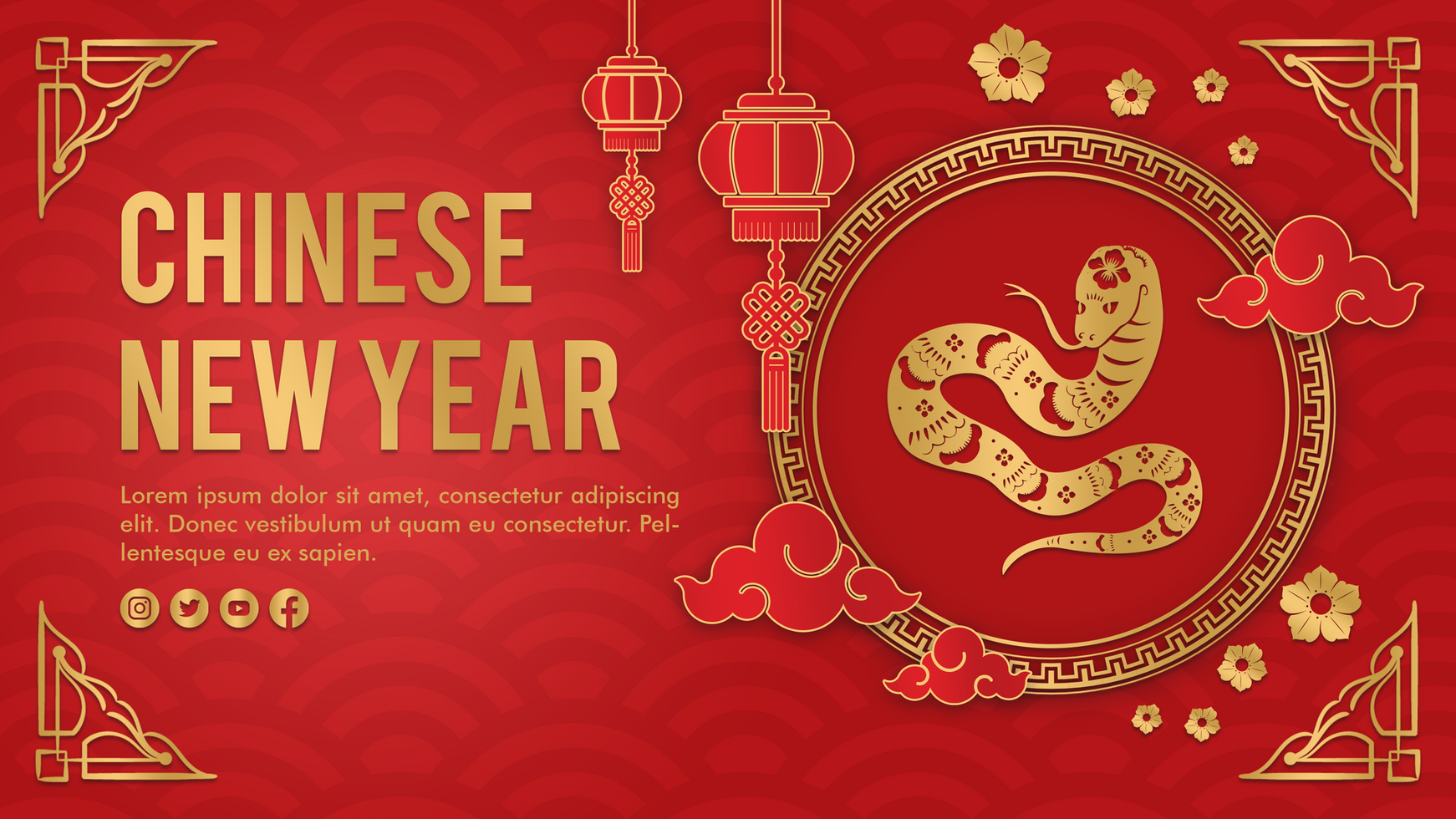 Chinese New Year Luxury Elegant Theme Greeting Banner Template psd