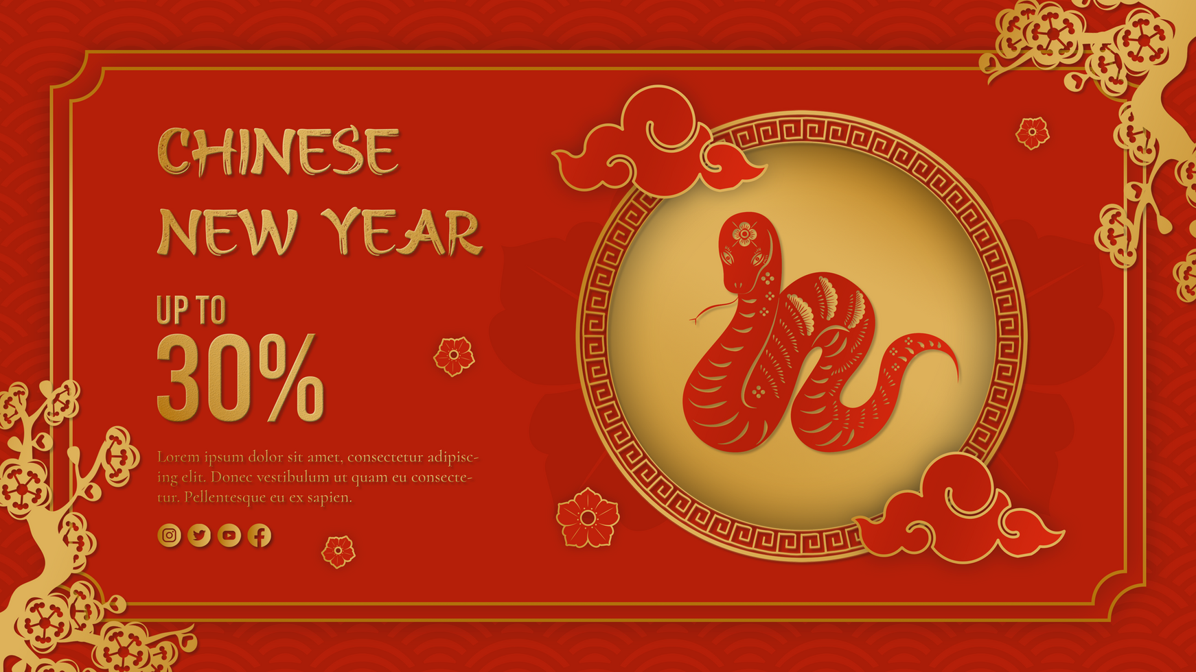 Chinese New Year Sale Banner Minimalist Template psd