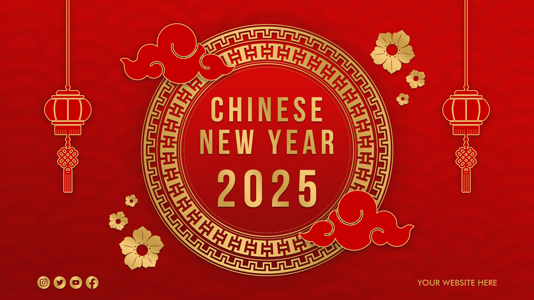 Chinese New Year Greeting Banner Minimalist Theme Template psd