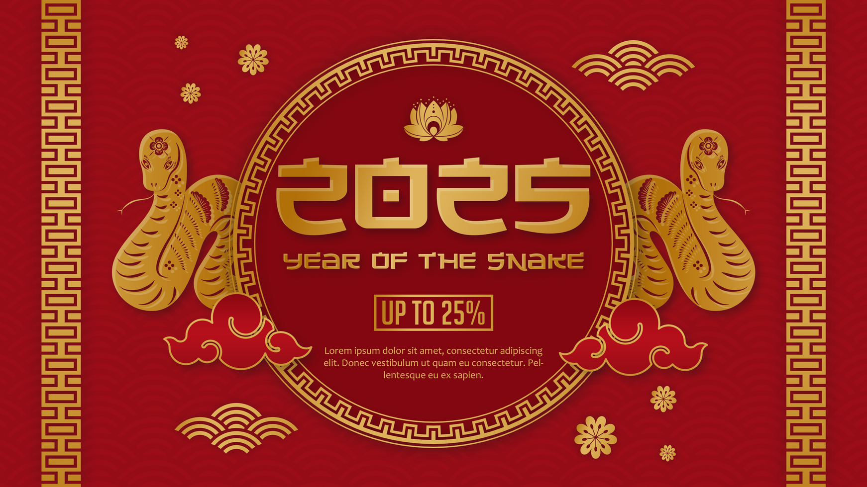 Year of Snake Chinese New Year Discount Offer Banner Template Design psd
