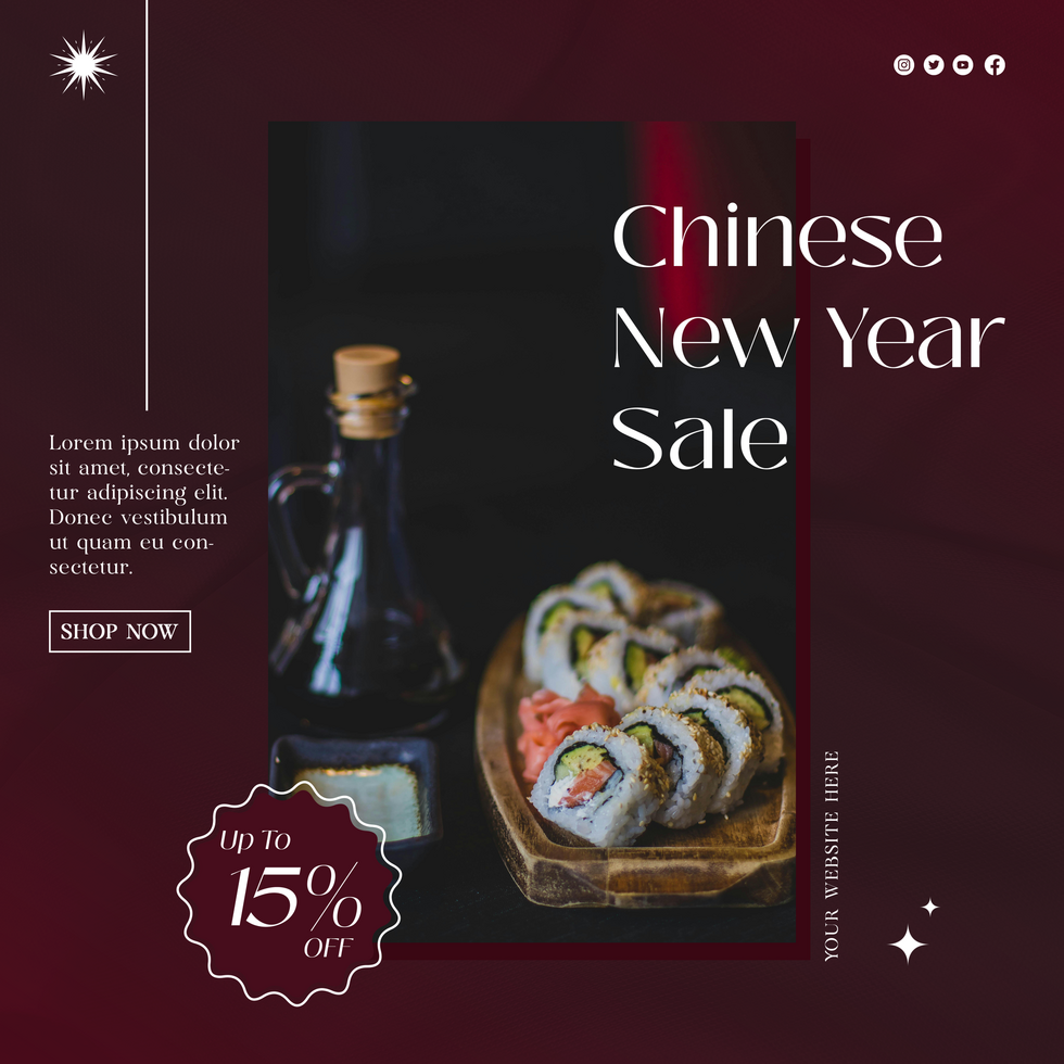 Chinese New Year Sale Elegant Minimalist Theme Social Media Post Template psd