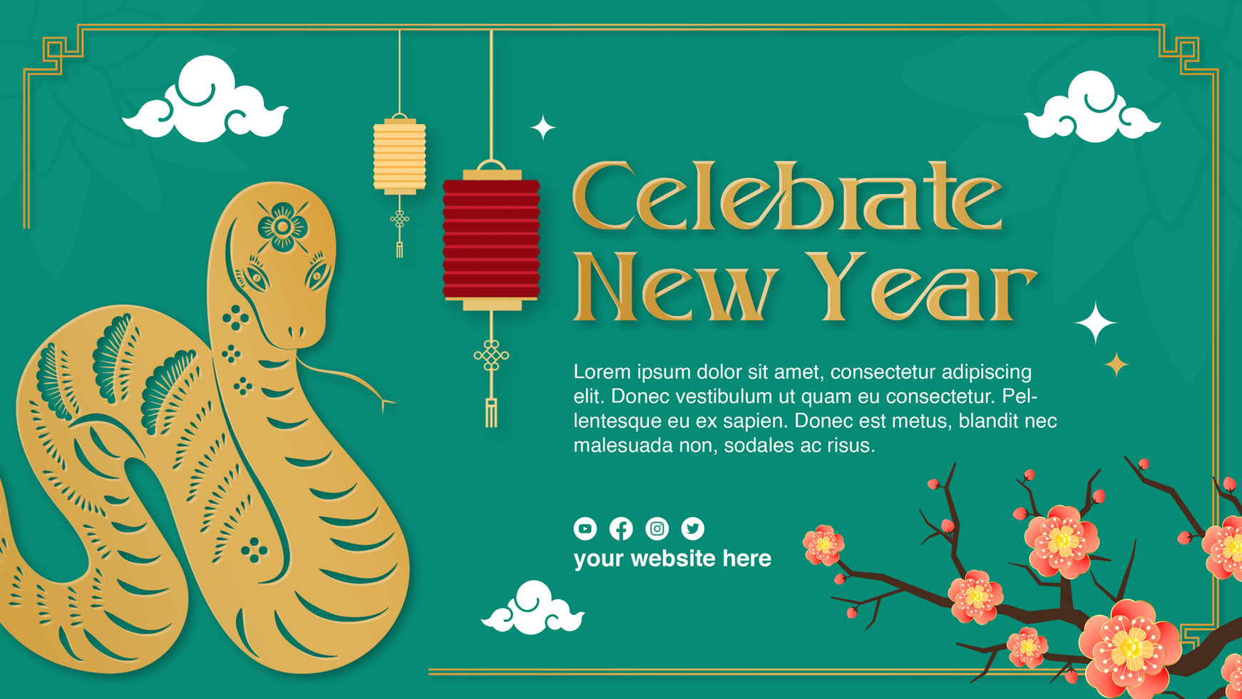 Greeting Banner Chinese New Year Template Design psd