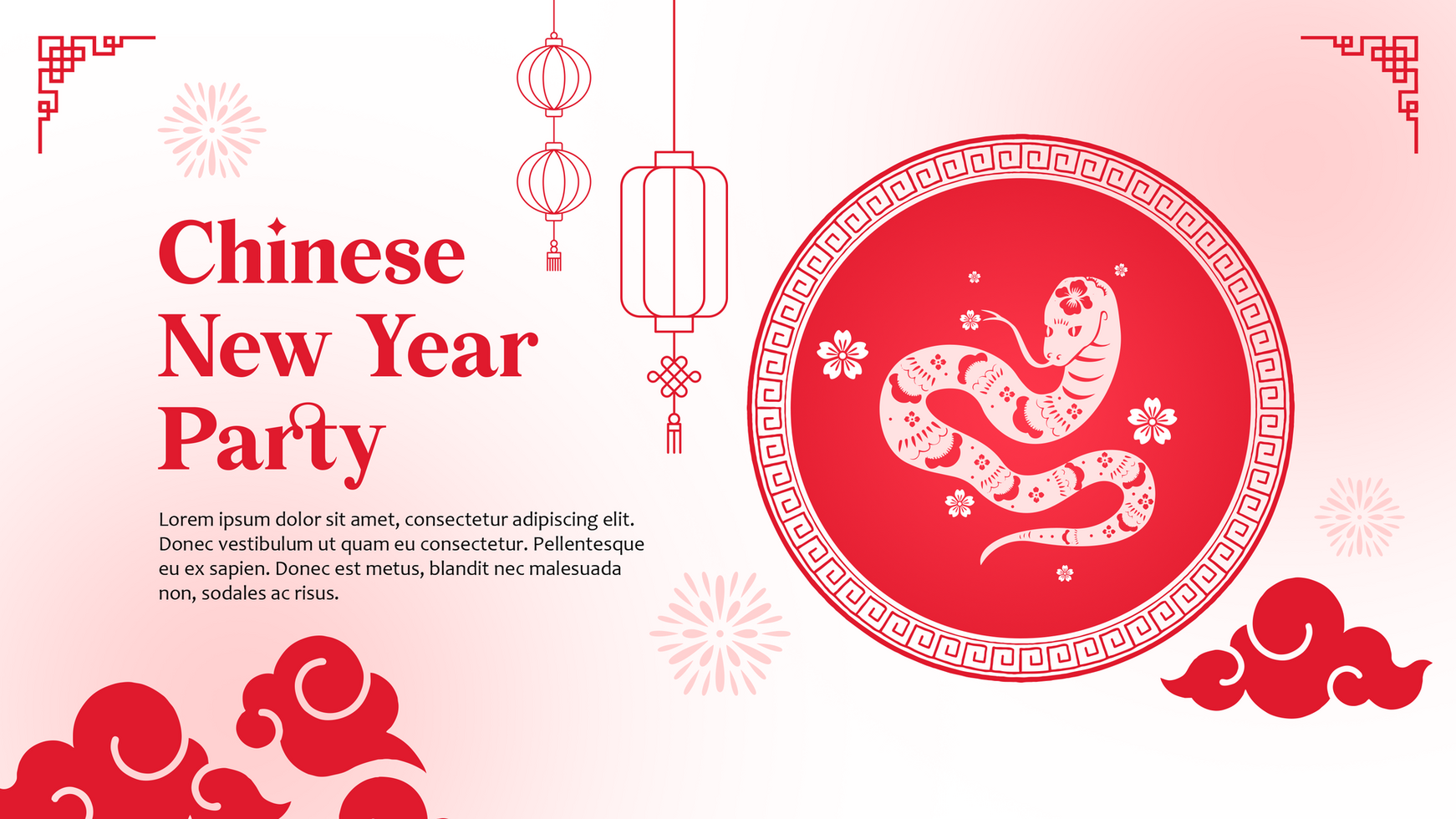 Chinese New Year Party Banner Minimalist Template Design psd