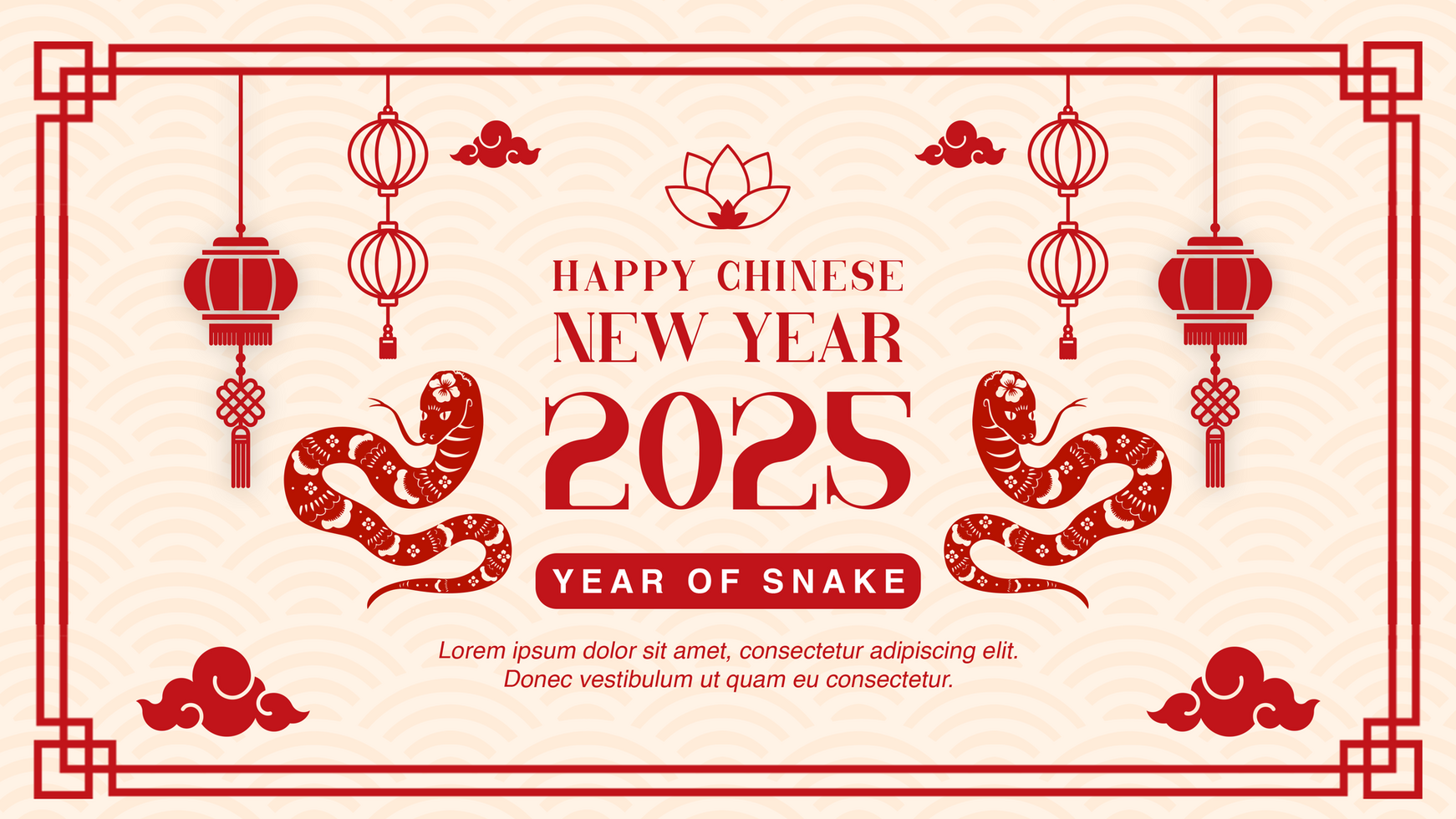 Happy Chinese New Year Greeting Banner Minimalist Theme Template psd