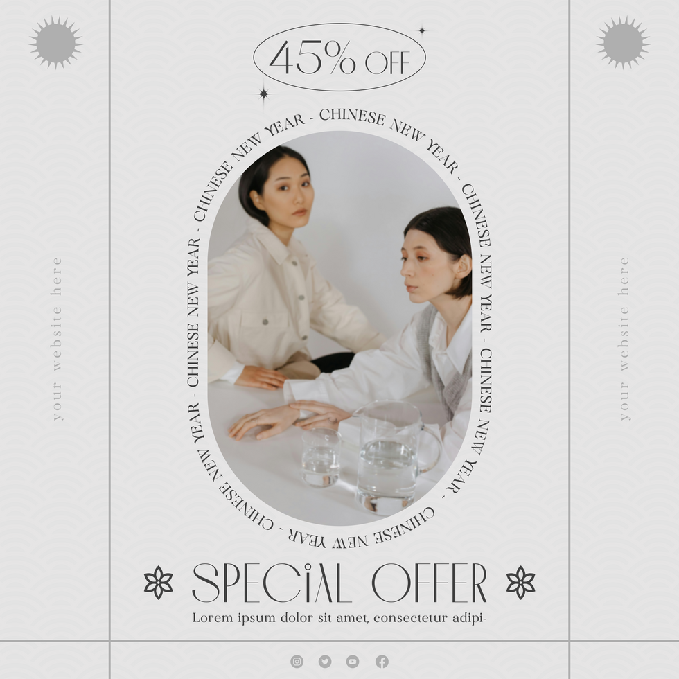 Chinese New Year Special Offer Discount Minimalist Theme Social Media Template psd