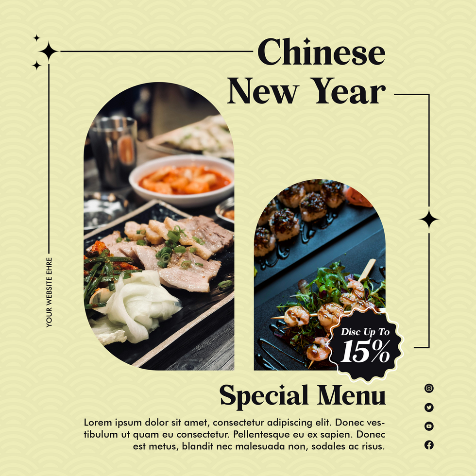 Special menu chinese new year discount offer social media post template psd