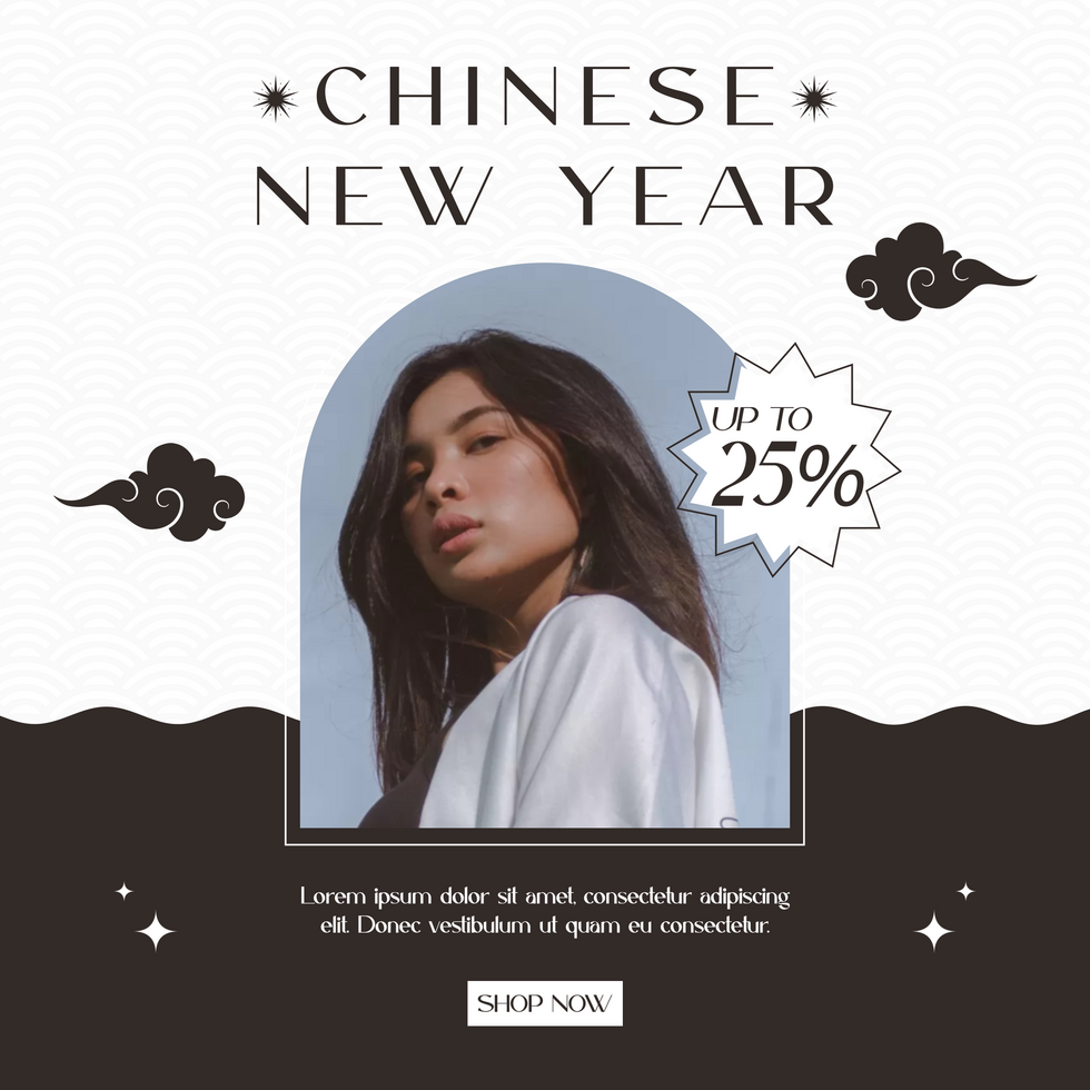 Chinese New Year Sale Minimalist Social Media Post Template psd
