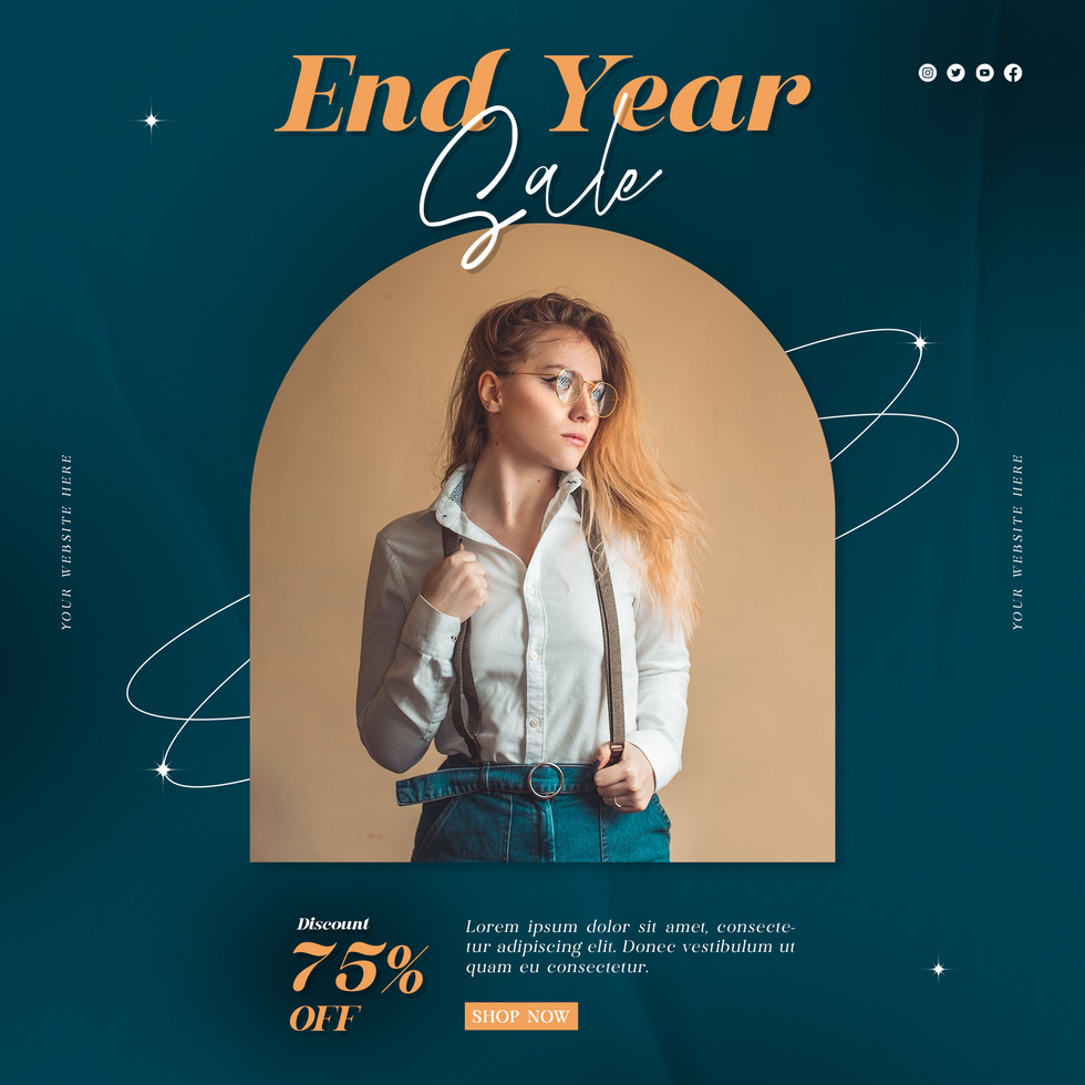 End Year Sale Elegant Social Media Template Design psd