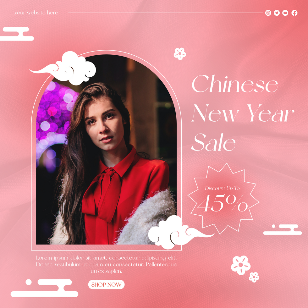 Chinese New Year Sale Elegant Theme Social Media Template Design psd