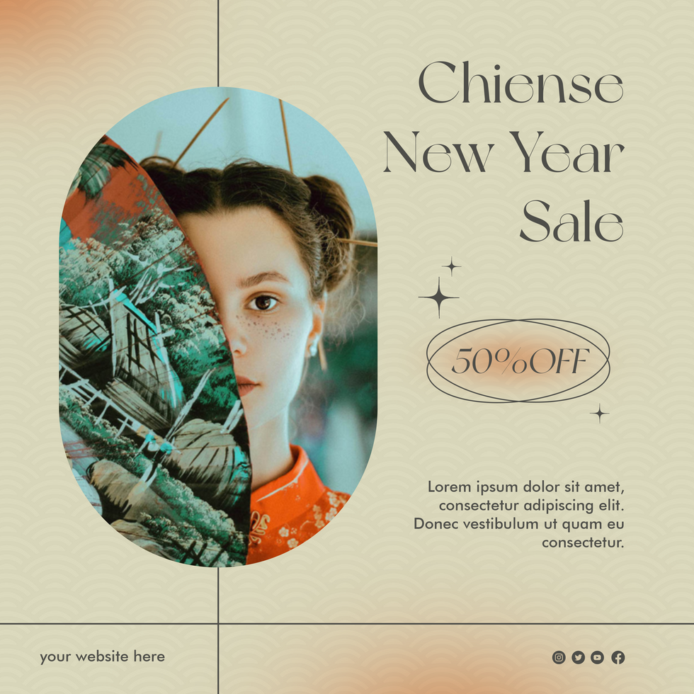Chinese New Year Sale Elegant Theme Social Media Template psd