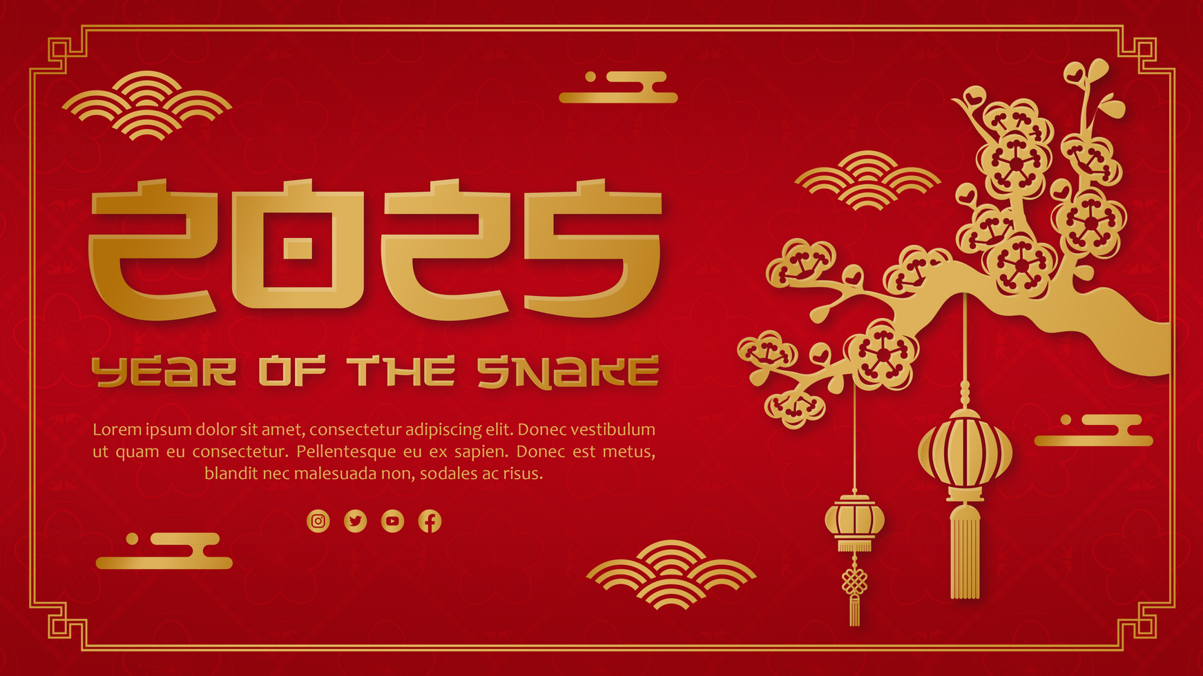 Chinese New Year of Snake Greeting Banner Template psd