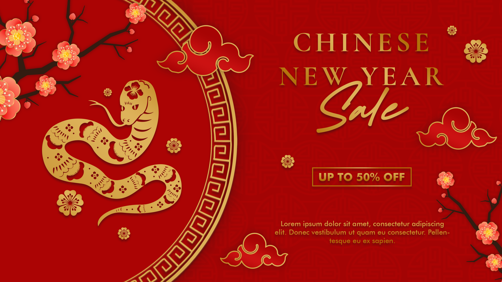 Chinese New Year Sale Web Banner Discount Offer Template Design psd