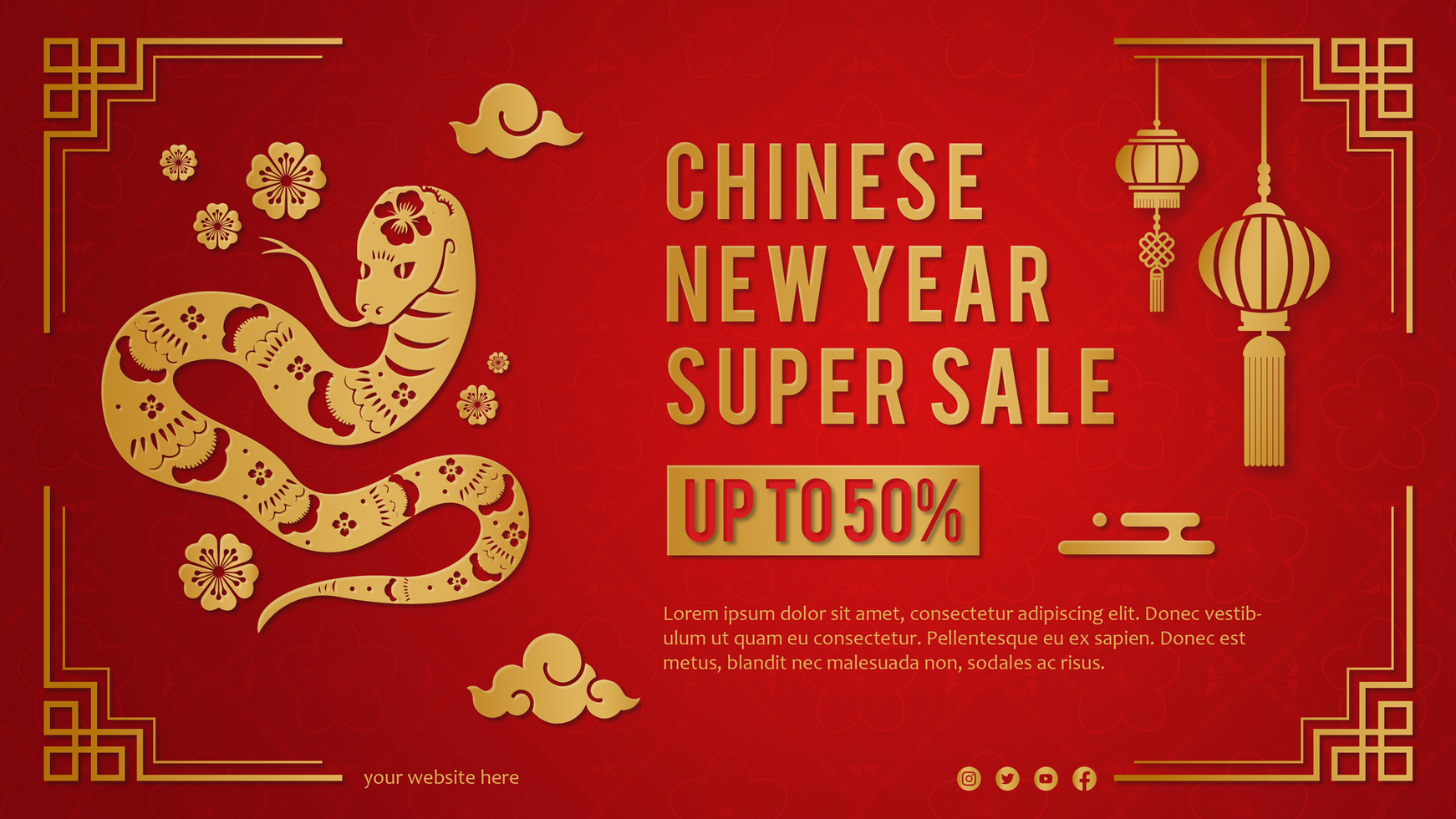 Chinese New Year Super Sale Discount Banner Template Design psd