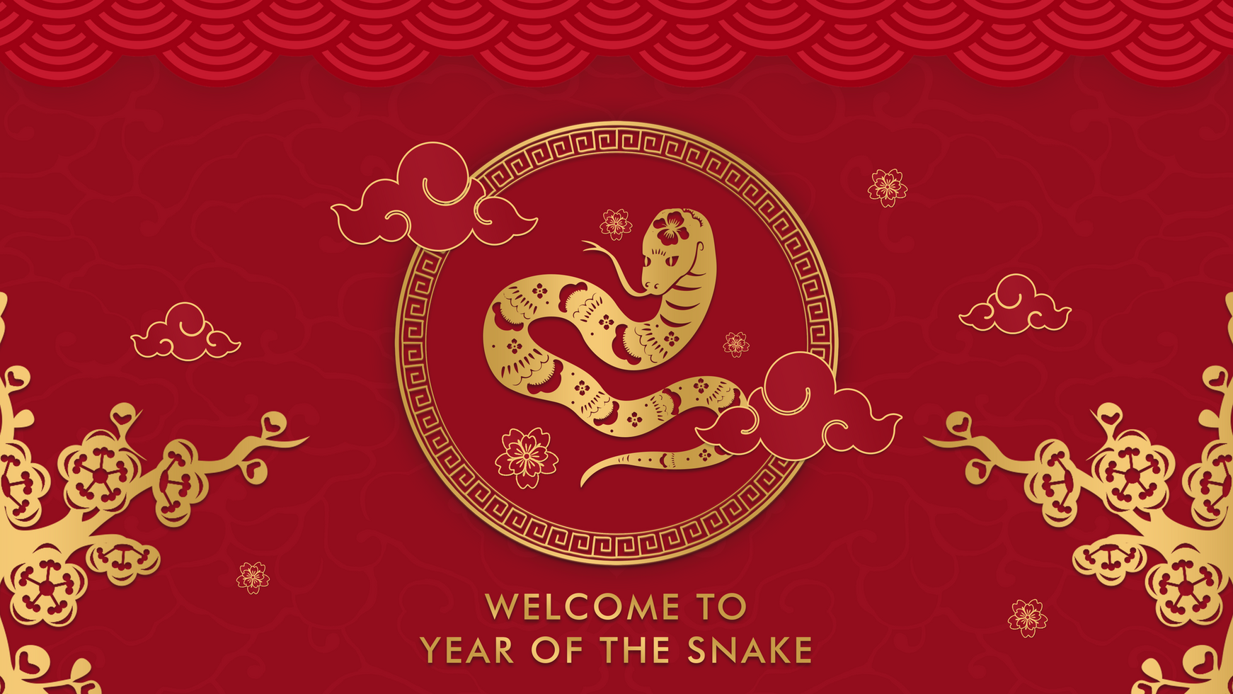 Welcome To Year Of The Snake Chinese New Year Greeting Banner Template psd