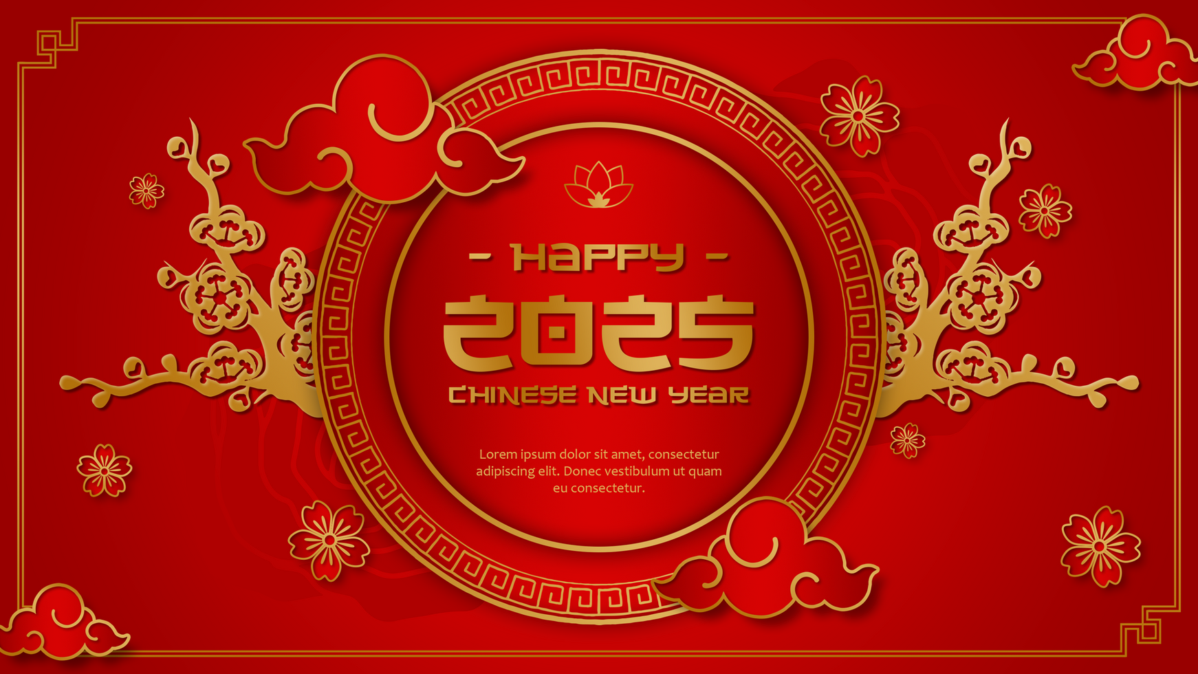 Chinese New Year Greeting Banner Luxury Red Theme Template Design psd